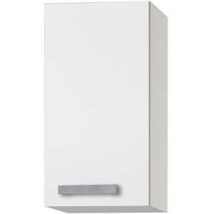 Weißer Oberschrank (30 cm) aus der Serie OPTIkult Oslo214 mit Griff in Alu-Optik.