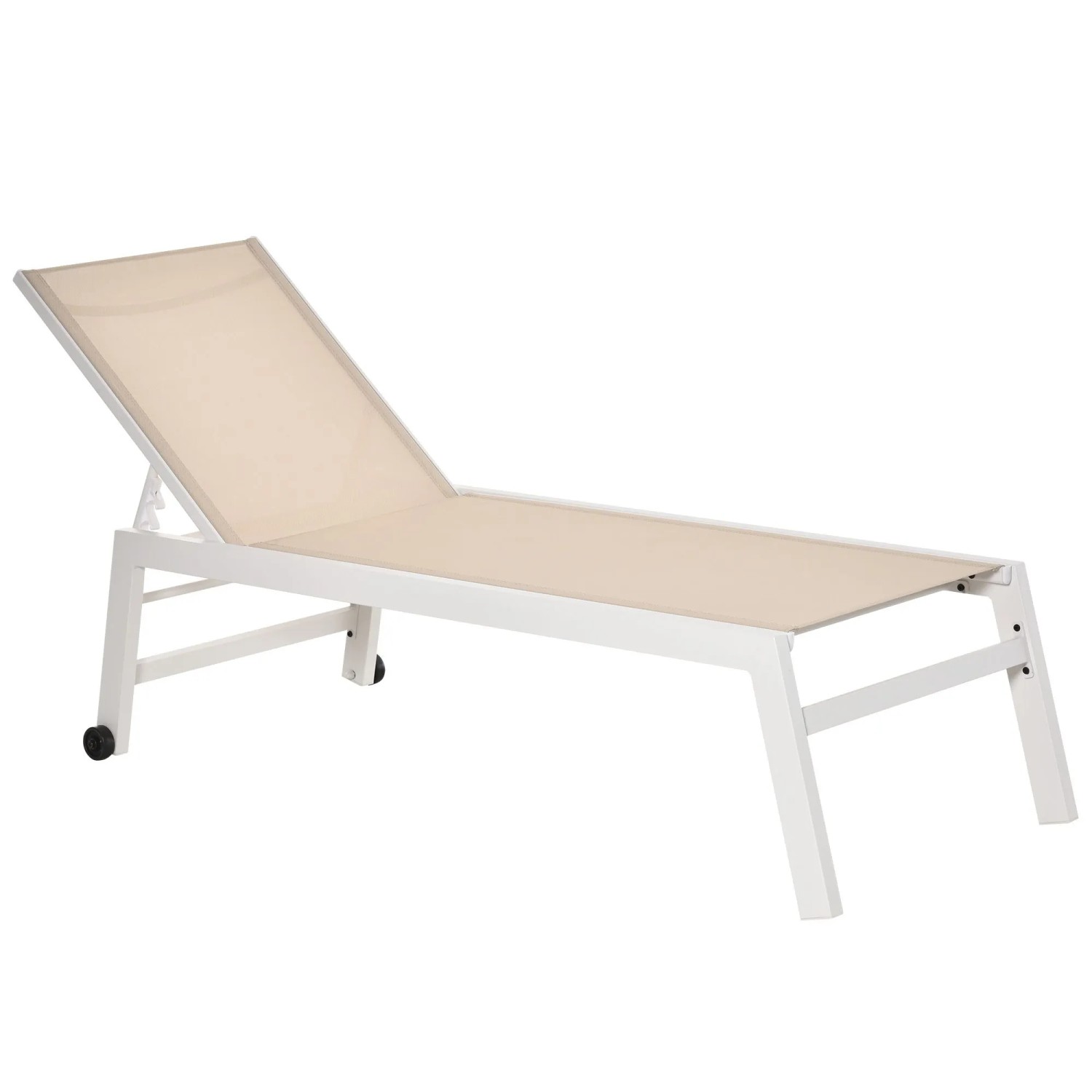 Furnicato Sonnenliege  Gartenliege  5 Stufige Rückenlehne  Aluminium  Cremeweiß  202 X 65 X 43 Cm