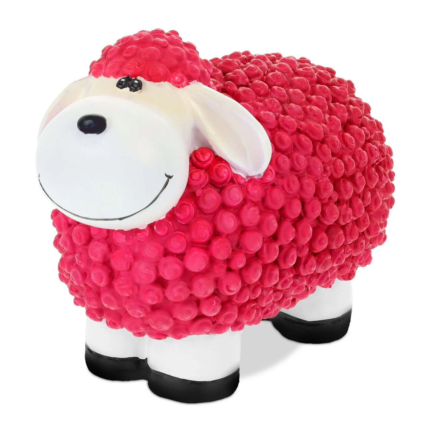 Relaxdays Gartenfigur Schaf Polyresin Pink Wetterfest 16 cm x 21 cm x 12,5 cm 0,8 kg