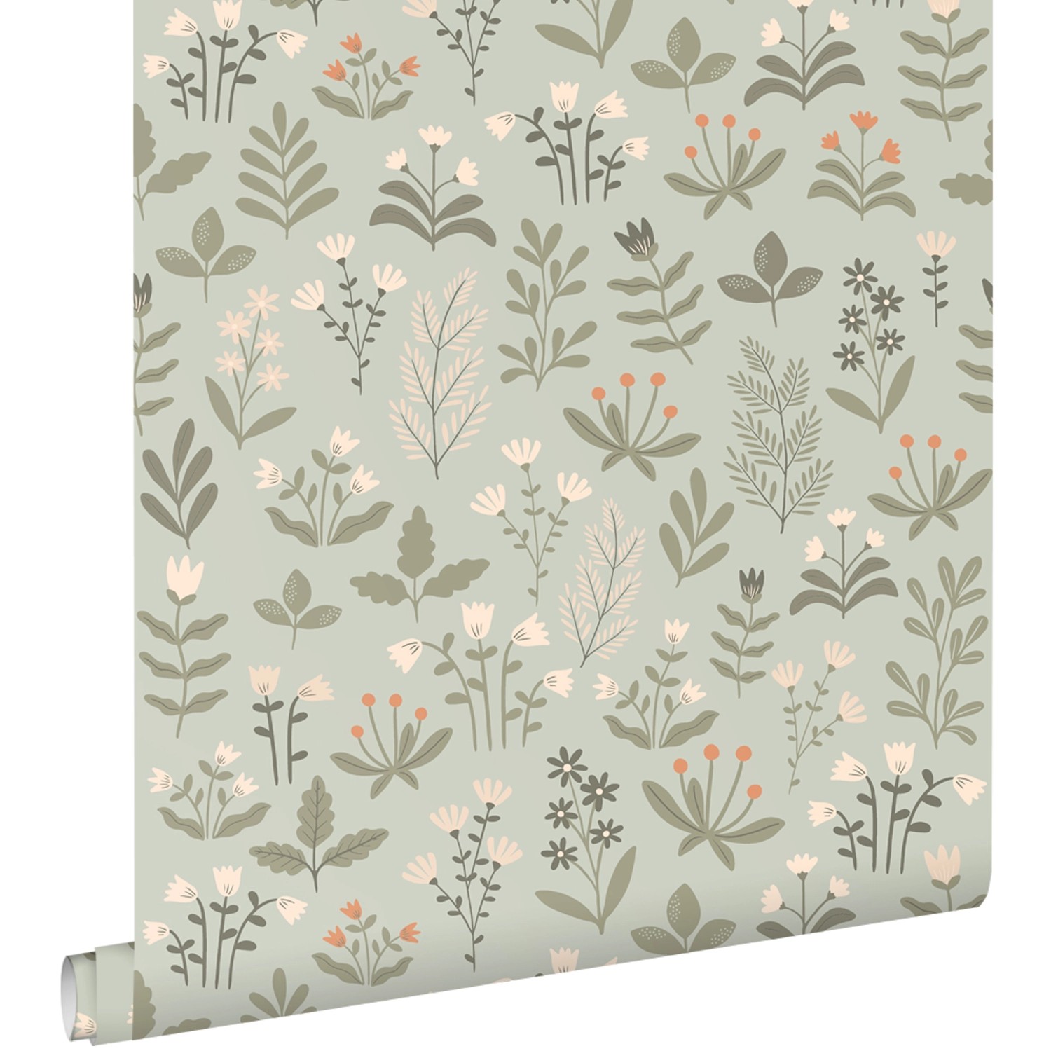 ESTAhome Tapete Feldblumen Hell Graugrün und Beige 50 x 900 cm günstig online kaufen
