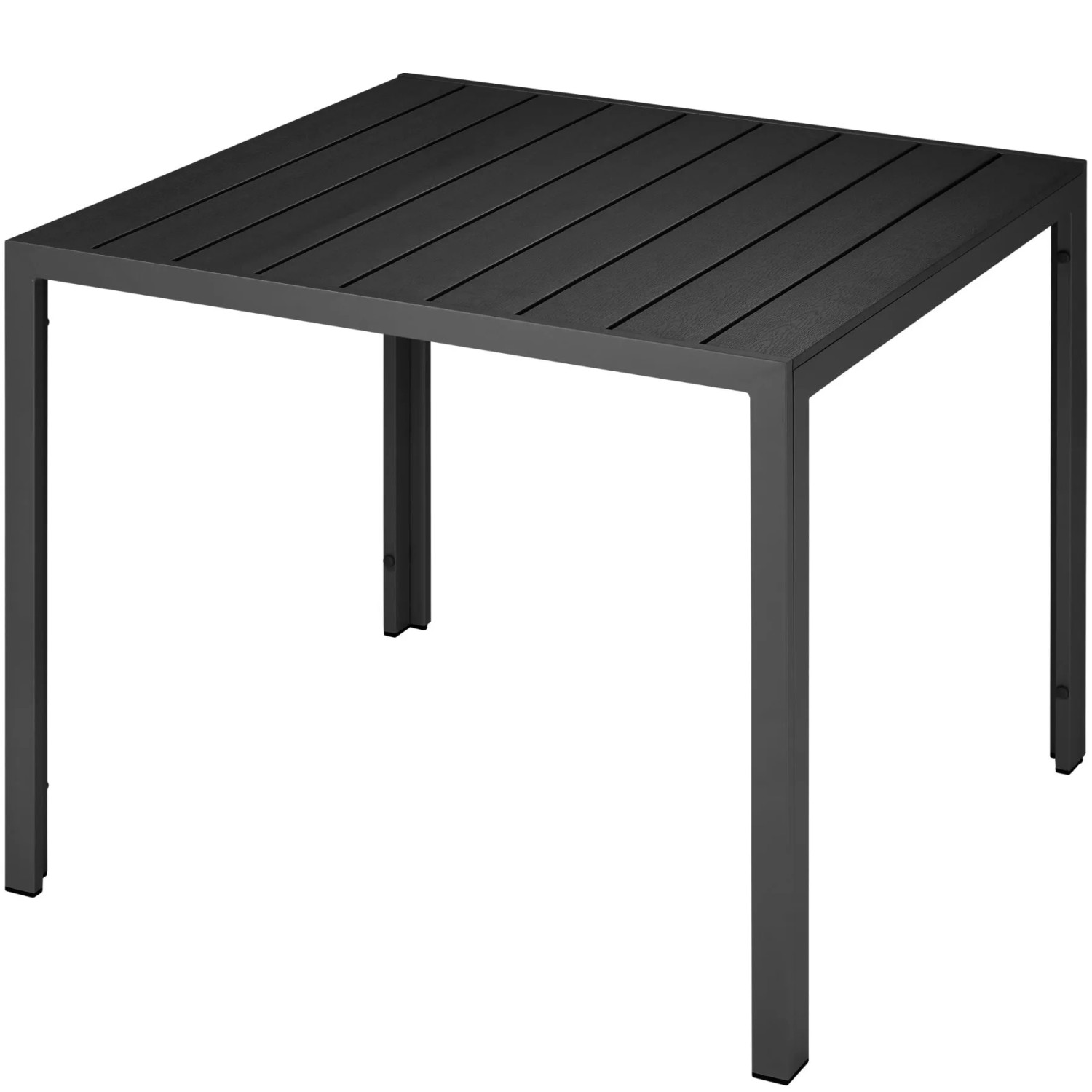 Tectake Aluminium Gartentisch Maren Oberfläche In Holzoptik Wetterfest und Uv Beständig  90 x 90 x 74 50 cm Schwarz