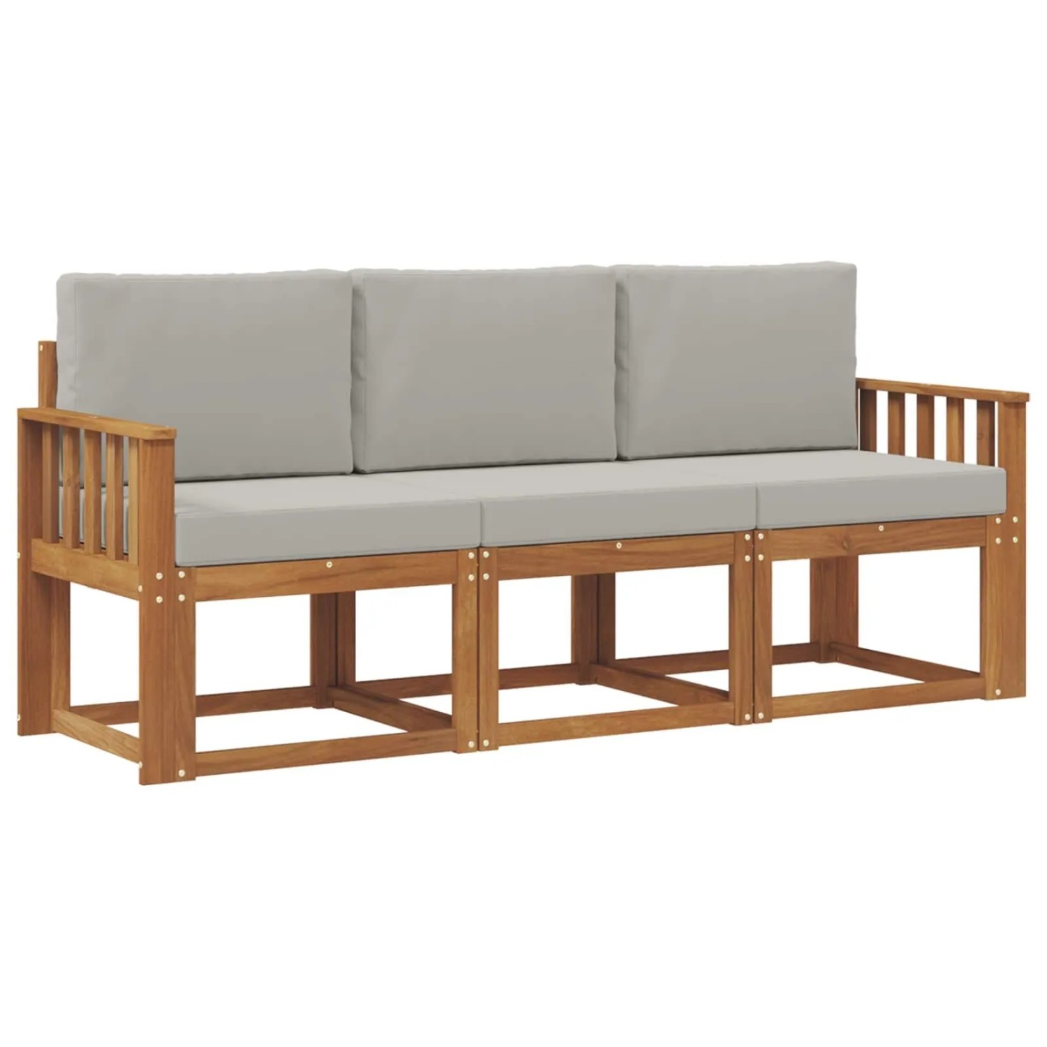 vidaXL Outdoor-Sofagarnitur mit Kissen 3 Stk Natur und Hellgrau 3365934