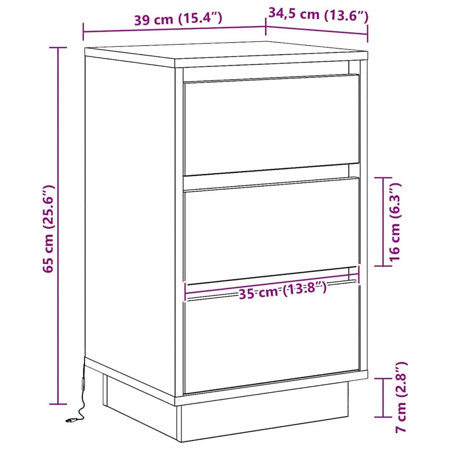 vidaXL Nachttisch mit Beton Grau 39 x 34,5 x 65 cm Holzwerkstoff 869629_13