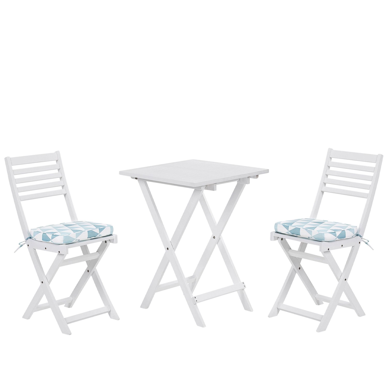 Beliani Bistro Set FIJI Weiss Blau 60x60x84