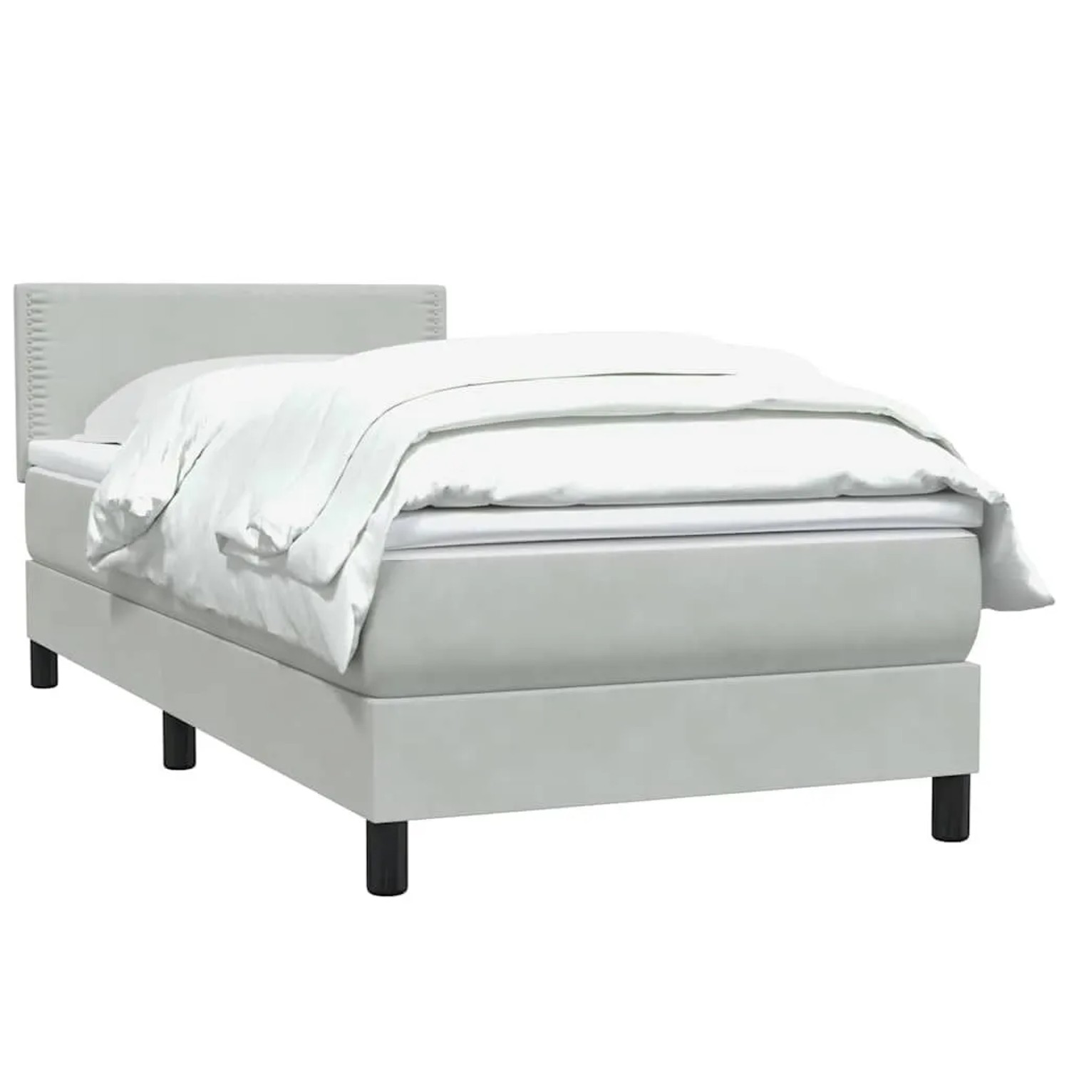 vidaXL Boxspringbett mit Matratze Hellgrau 80x210 cm Samt 3316089 günstig online kaufen