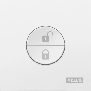 Velux Active Schalter Kln 300 für Integra Dachfenster mit Schloss-Symbolen.