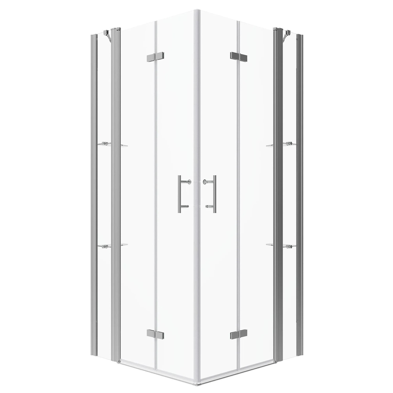 Aquabatos Badezimmer Falttür 6mm ESG Duschabtrennung NANO Duschkabine mit Festteilen und Duschablagen 100 x 110 x 197 cm