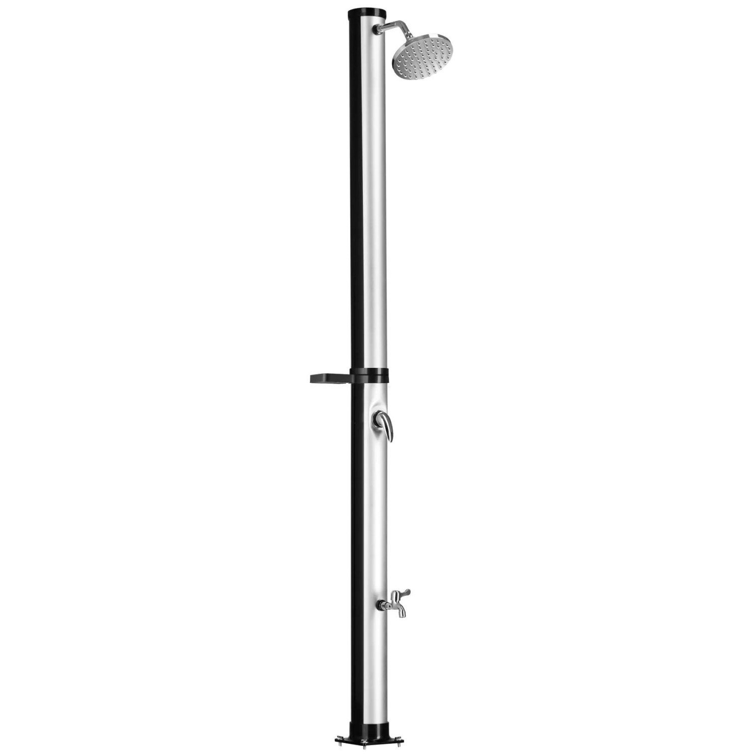 Tectake Solardusche Tinto 20 Liter  Mit Seifenablage Erwärmtes Wasser Bis 60° C  Ohne Stromanschluss Mit Hülle Ablage 42 50 x 15 50 x 221 cm Schwarz S