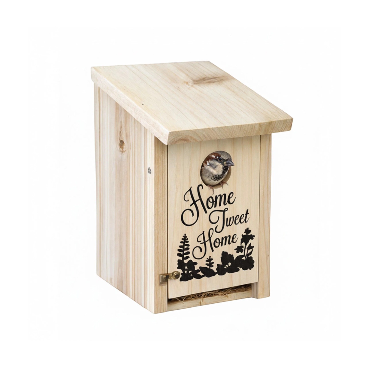 Relaxdays Nistkasten Tannenholz Stahl Natur Aufklappbar Home-Tweet-Home-Aufschrift 22 cm x 12 cm x 15 cm 0,5 kg