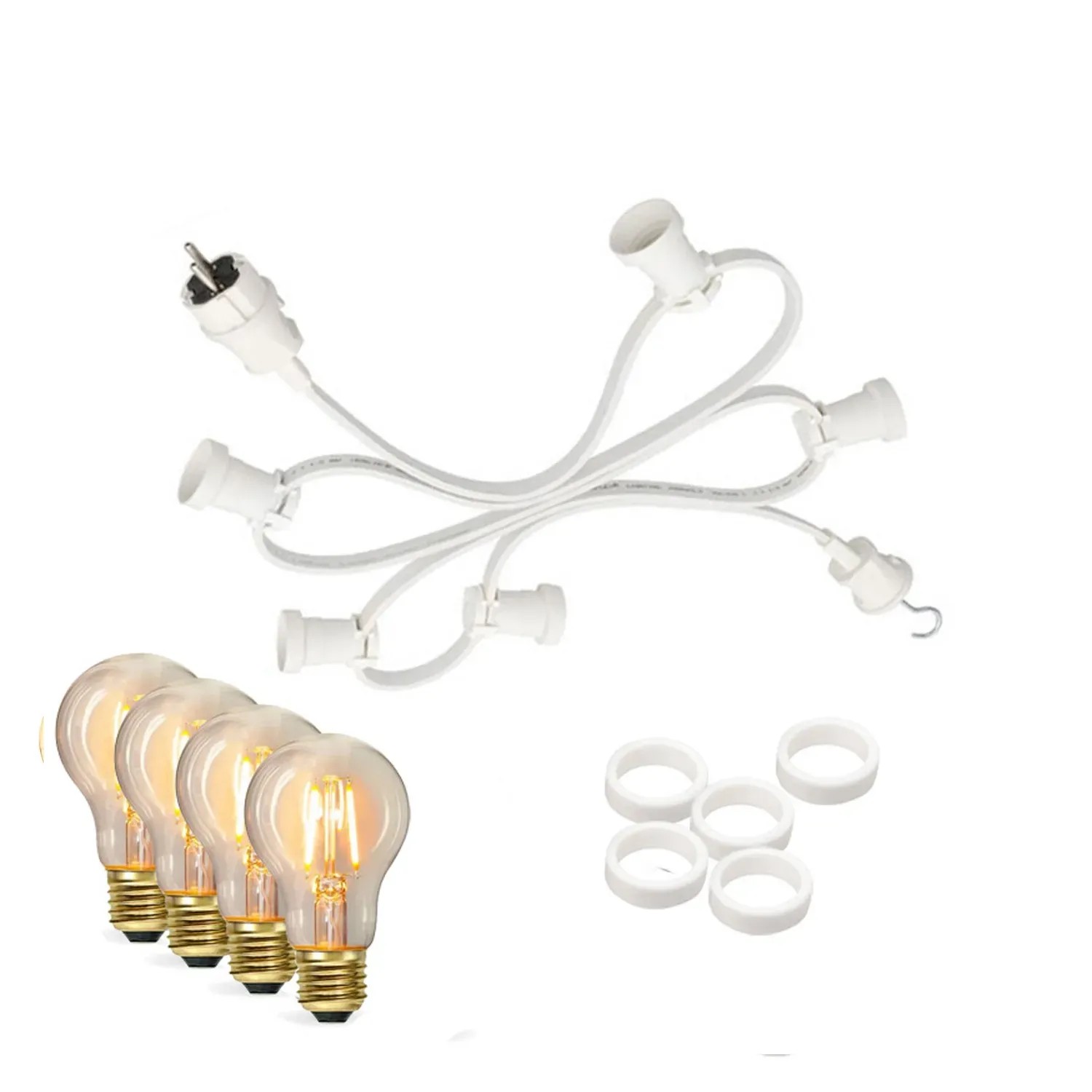 Satisfire Illu Partylichterkette 5m Weiß Außen Terrasse Biergarten 10 LED Filamentlampen