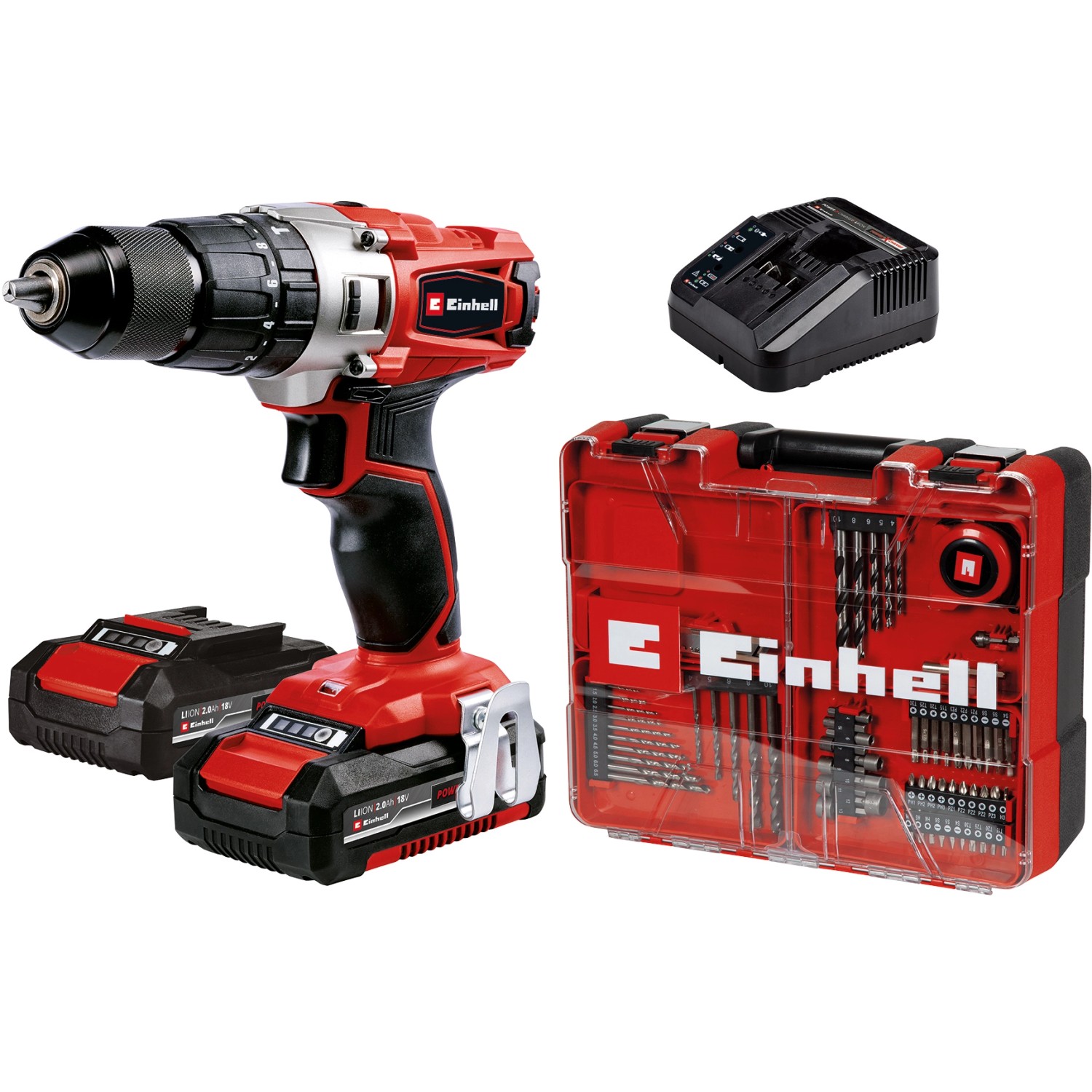 Einhell 18 V Akku-Schlagbohrschrauber TE-CD 18 inkl. 2 Ah Akkus mit Koffer