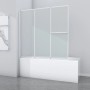 Aurlane Badewannenfaltwand White Comfort, 3-teilig, mit weißem Rahmen und gefrostetem Glas.