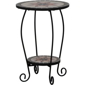 Runder, schwarzer Gartentisch Siena Garden Stella, Ø 40 cm, mit Mosaikmuster.