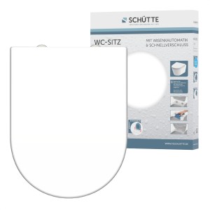 Schütte WC-Sitz D-Form aus Duroplast mit Absenkautomatik und Schnellverschluss.