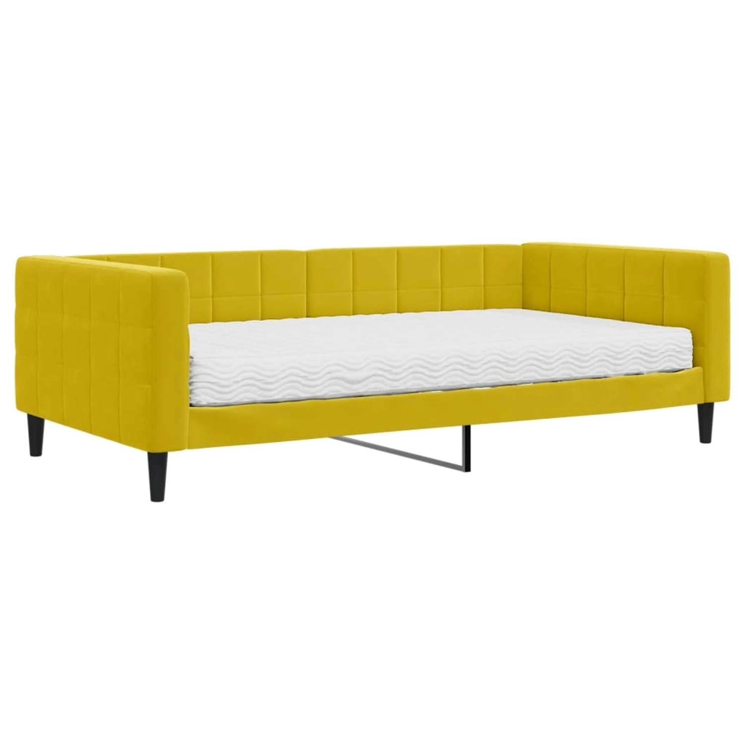 vidaXL Tagesbett mit Matratze Gelb 100x200 cm Samt 3196679