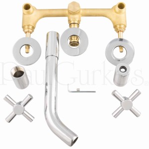 PaulGurkes 3-Loch Unterputz Waschtischarmatur mit Kreuzgriffen, verchromt.