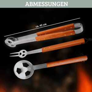 DELUKE Grillbesteck Set SOCCA Grillgabel Grillzange Grillwender Grillhandschuh Grillset für Männer Geschenk Grillzubehör Grilluntensilien
