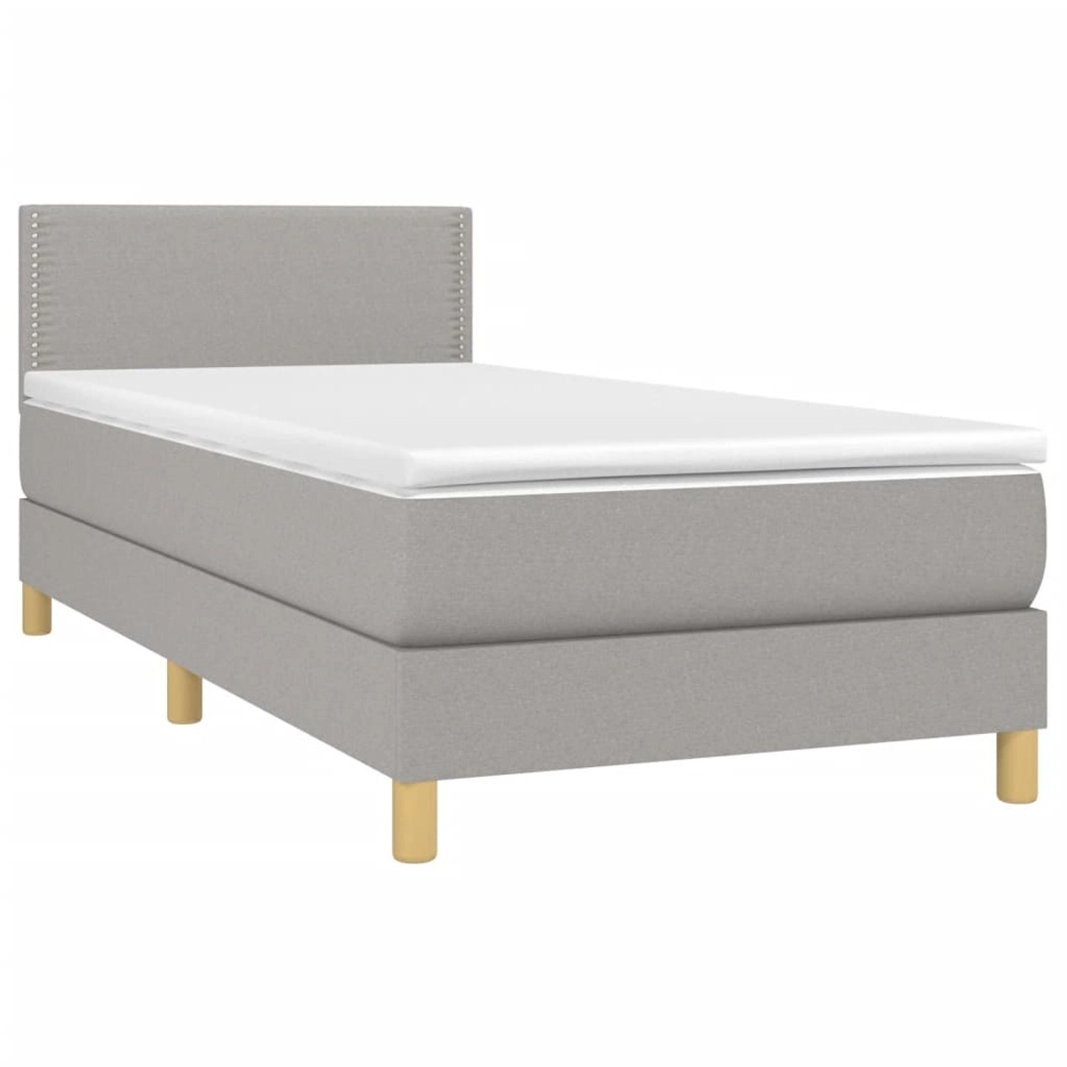 vidaXL Boxspringbett mit Matratze & LED Hellgrau 100x200 cm Stoff 3133613 günstig online kaufen