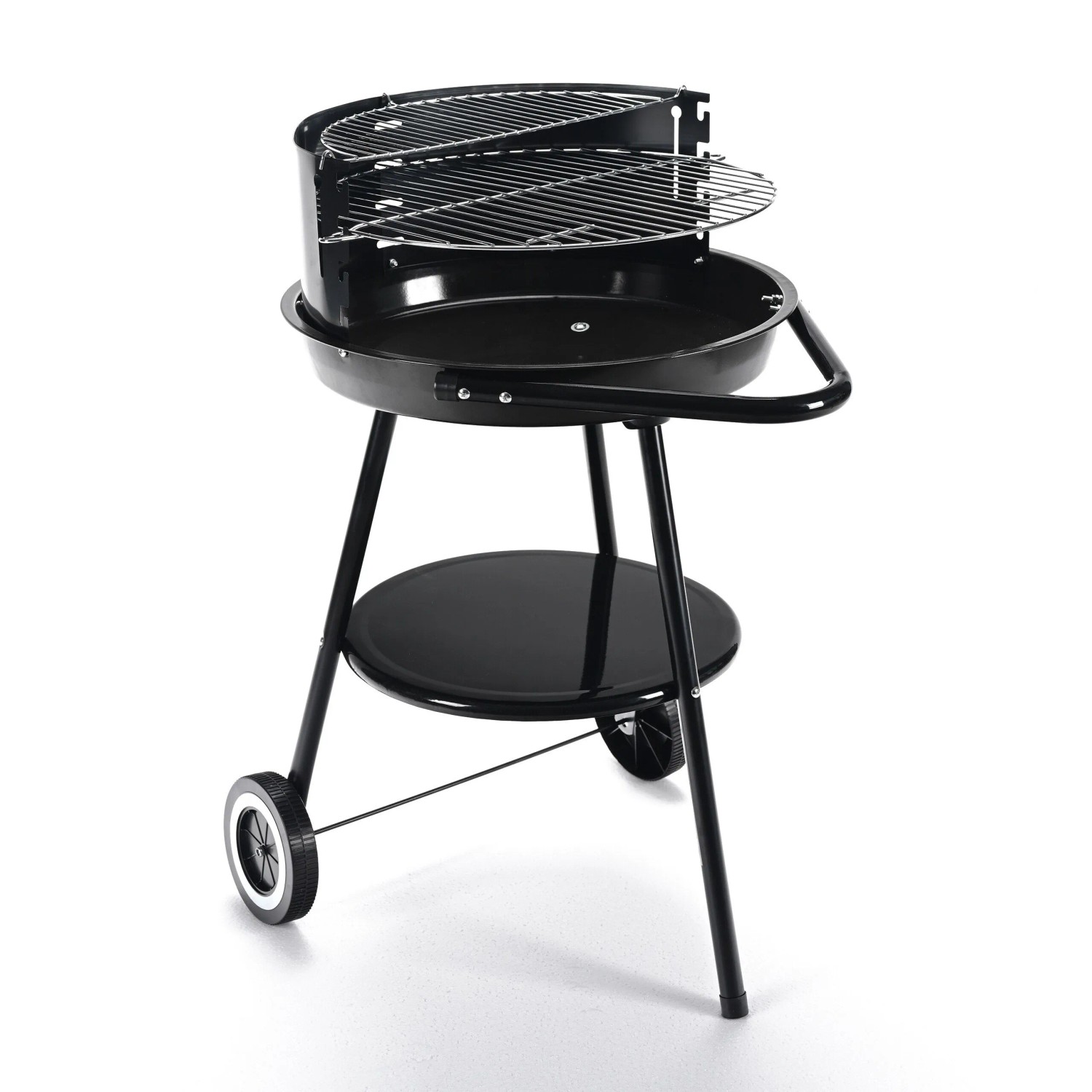 Relaxdays Holzkohlegrill Stahl Kunststoff Schwarz Höhenverstellbar mit Rollen 77 cm x 47 cm x 59 cm