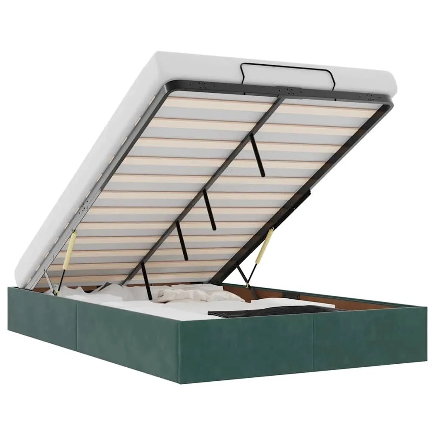 vidaXL Ottoman-Bett ohne Matratze Dunkelgrün 120x200 cm Samt 3310958