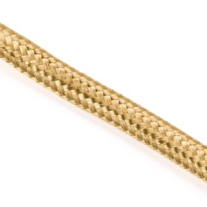 Detailaufnahme: Dünnes, goldenes Textilkabel (Meterware) von Orion Lightstyle.
