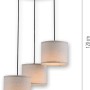 Just Light Pendelleuchte Bark mit drei beigen Lampenschirmen und Holzdekor, 52x120 cm.