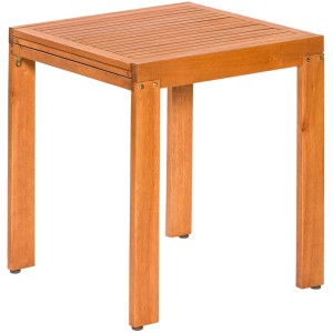 Ausziehbarer Balkontisch aus Eukalyptusholz, 65/130x70 cm, ideal für kleine Balkone.