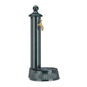 Relaxdays Standbrunnen Aluminium Dunkelgrün Gold 61 cm x 25 cm x 30,5 cm