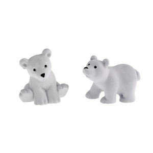 2 Deko-Eisbären aus Polyresin, 4 cm, sitzend und laufend, für weihnachtliche Dekoration.