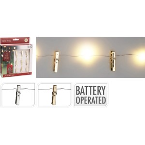LED-Lichterkette mit Clips, gold-silber, 20 LEDs, für Fotos oder Deko.