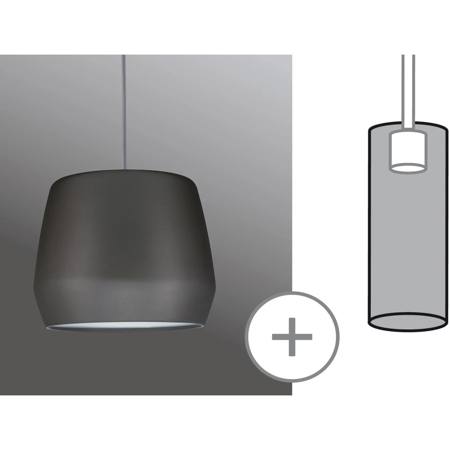 Paulmann URail 2Easy Pirm Lampenschirm, grau, Ø 28cm für Schienensystem.