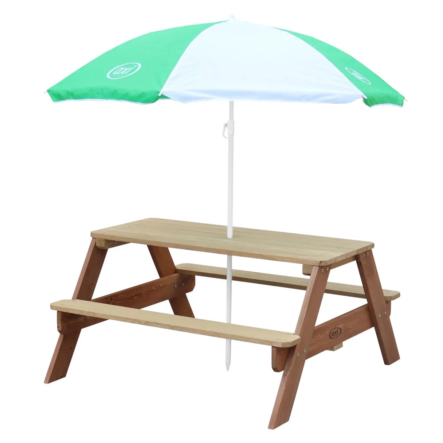 Axi Sonnenschirm Ø 125 cm, grün-weiß, für Gartenspielgeräte wie Picknicktische.