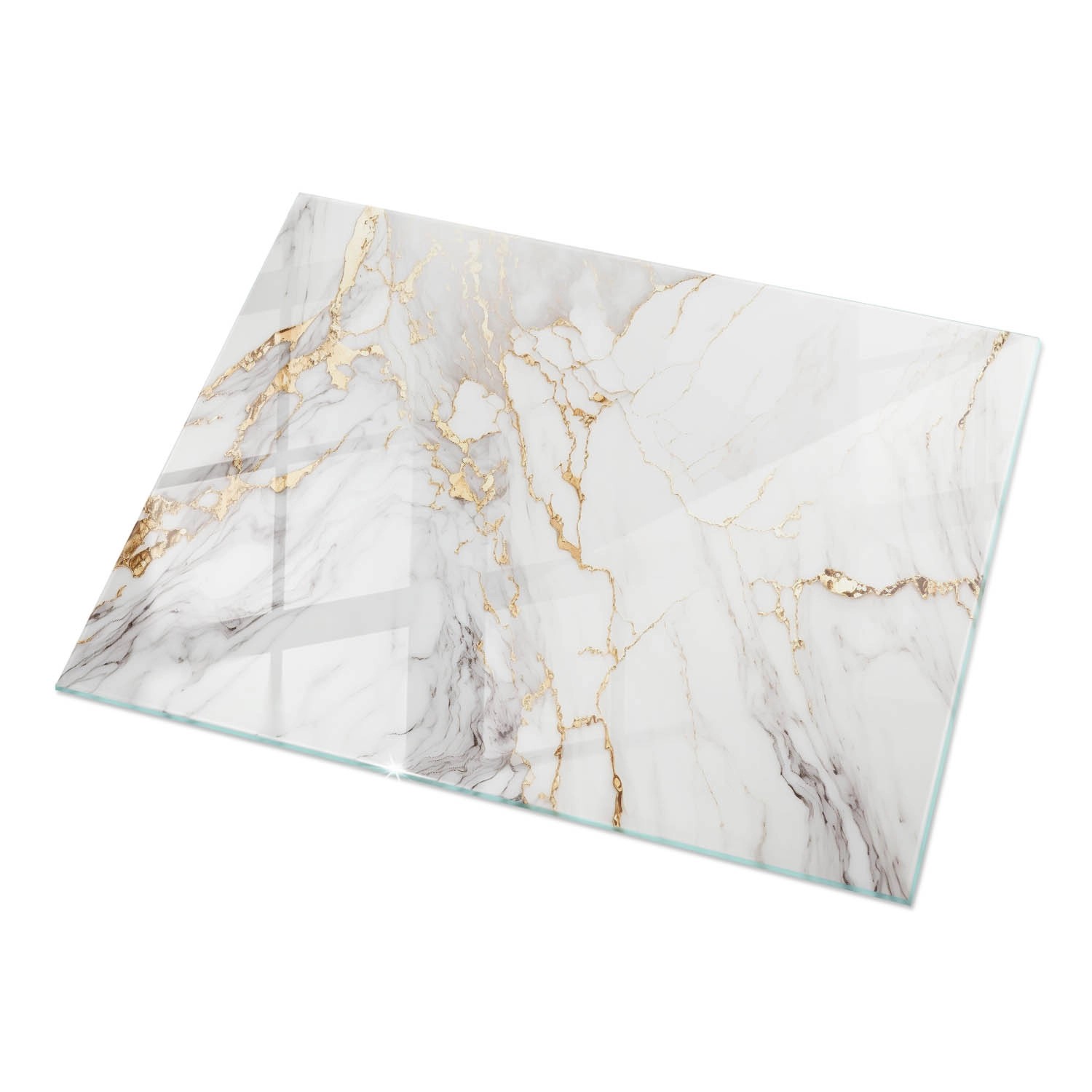 Tulup Tischplatte Edler Marmor mit Adern Couchtisch Platte 120x80 cm Weiß T günstig online kaufen