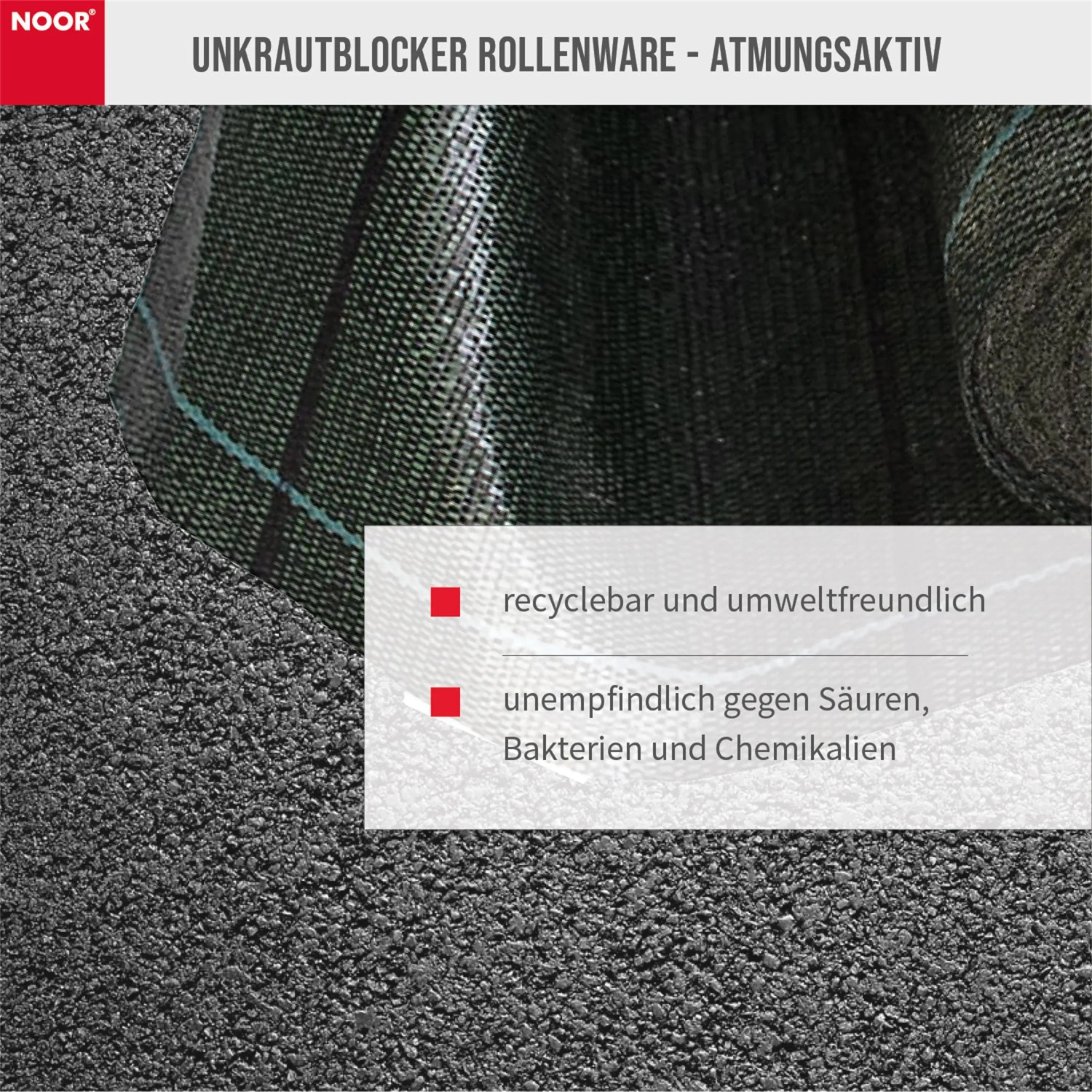 Noor Unkrautblocker Profirolle, 105 g/m², aus Polypropylen, atmungsaktiv und umweltfreundlich.