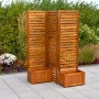 Merxx Sichtschutz mit 2 Blumenkästen aus geöltem Akazienholz, flexibel aufstellbar.
