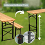 holz4home Bierzeltgarnitur: Höhenverstellbarer Tisch und Bänke mit Klappfunktion und Wandhalterung.