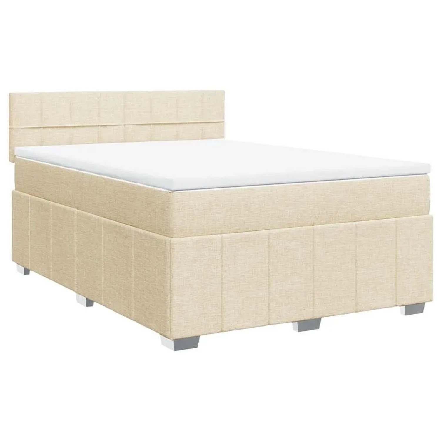 vidaXL Boxspringbett mit Matratze Creme 140x190 cm Stoff 3287068