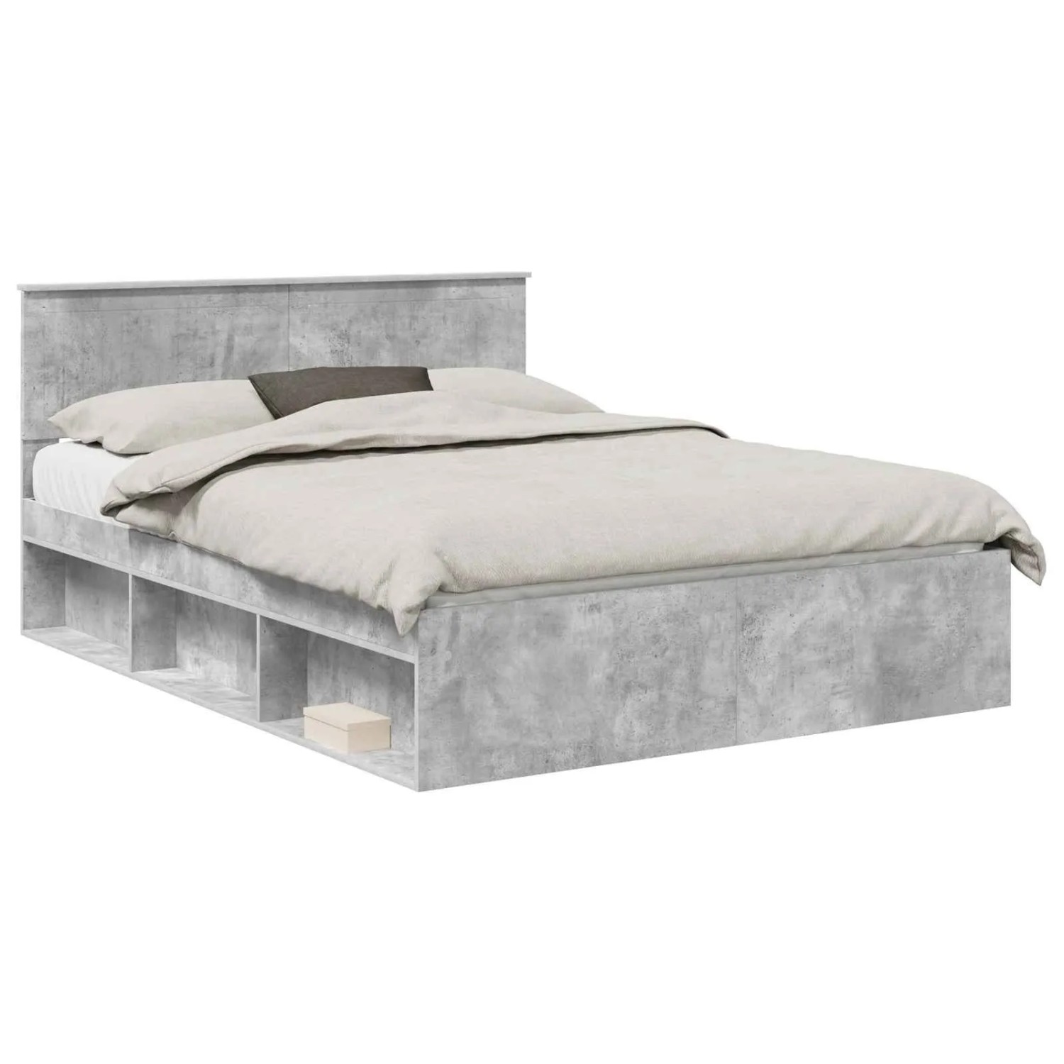 vidaXL Bettrahmen Beton Grau 150 x 200 cm Massives Kiefernholz 3410585