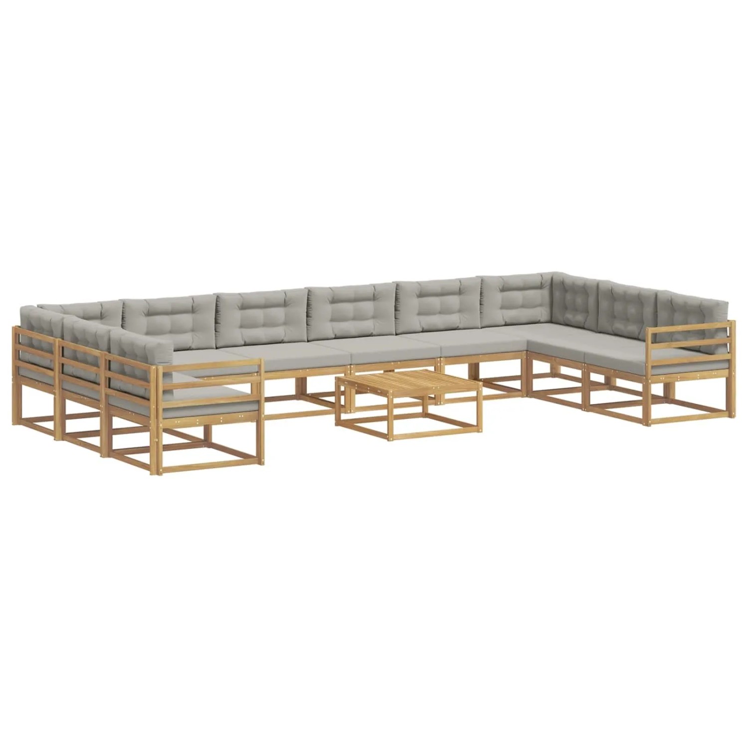 vidaXL Outdoor-Sofagarnitur mit Kissen 11 Stk Weiß und Hellgrau 3387125