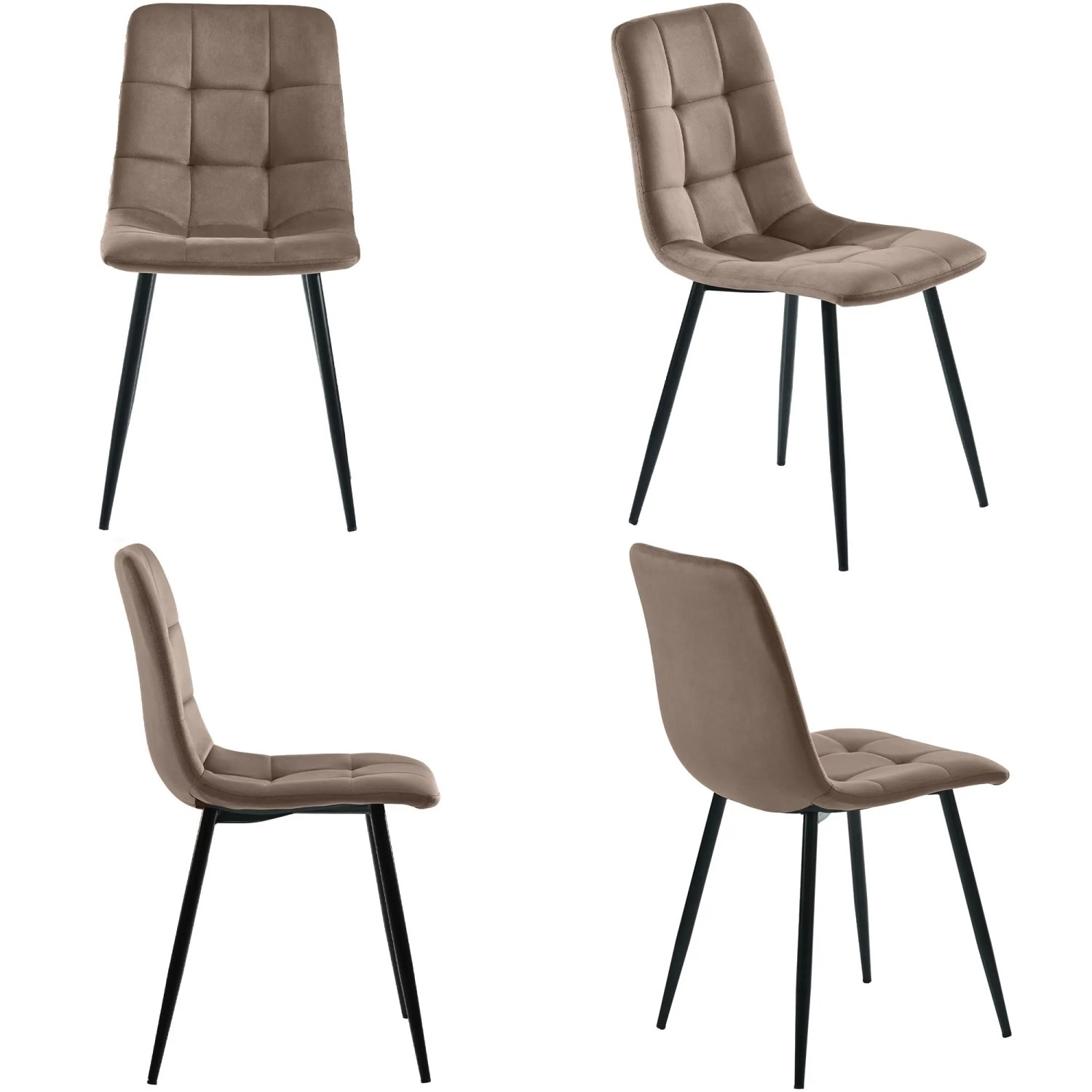 Merax Essgruppe 5-tlg mit 117x68cm Esstisch  4 Samtstühle Braun  Tischbeine Gold_9