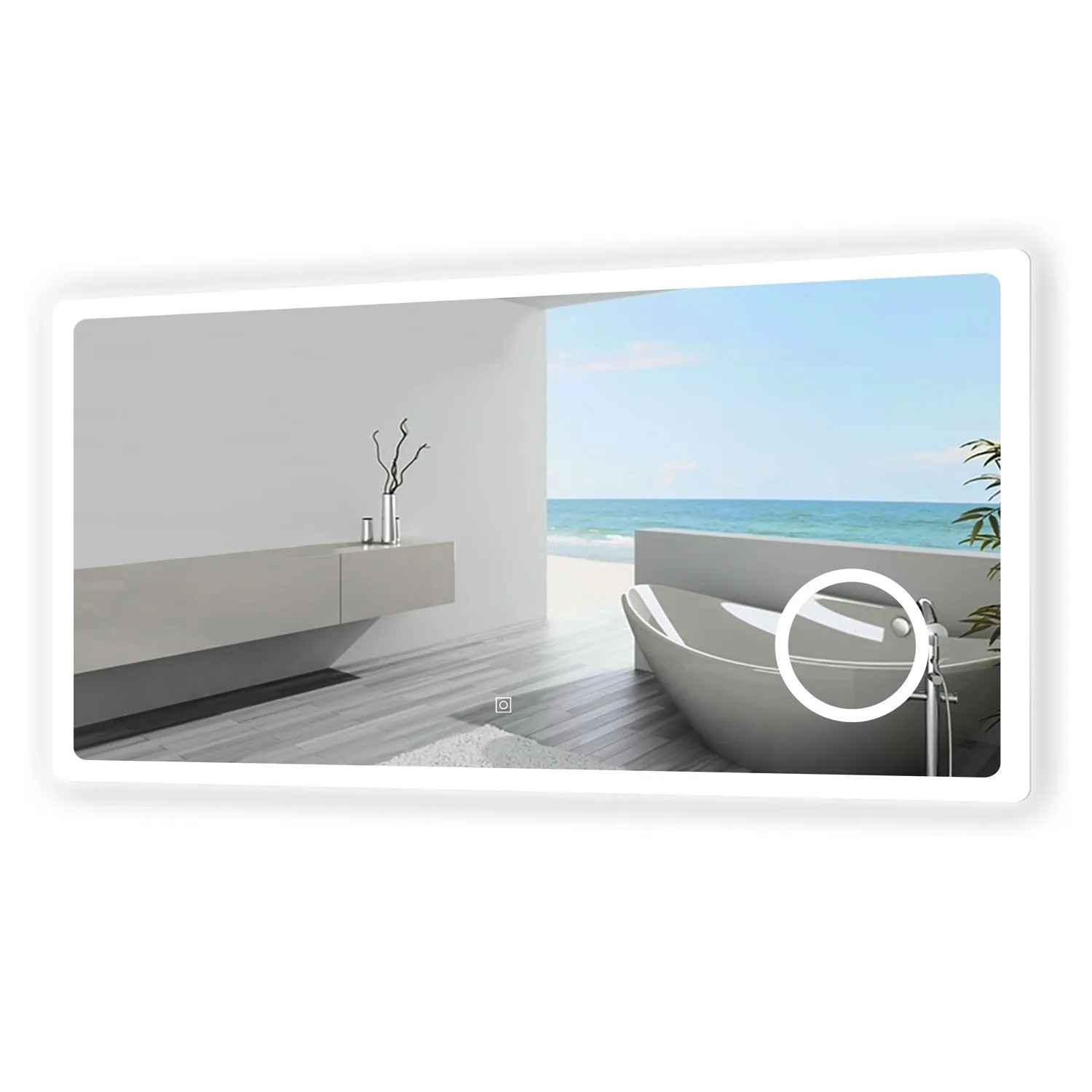 Aica Sanitär Badspiegel mit Schminkspiegel 140x80 cm Spiegel mit LED Beleuchtung Neutral-Warm-Kaltweiß Dimmbar Memory Touch Wandschalter Beschlagfrei