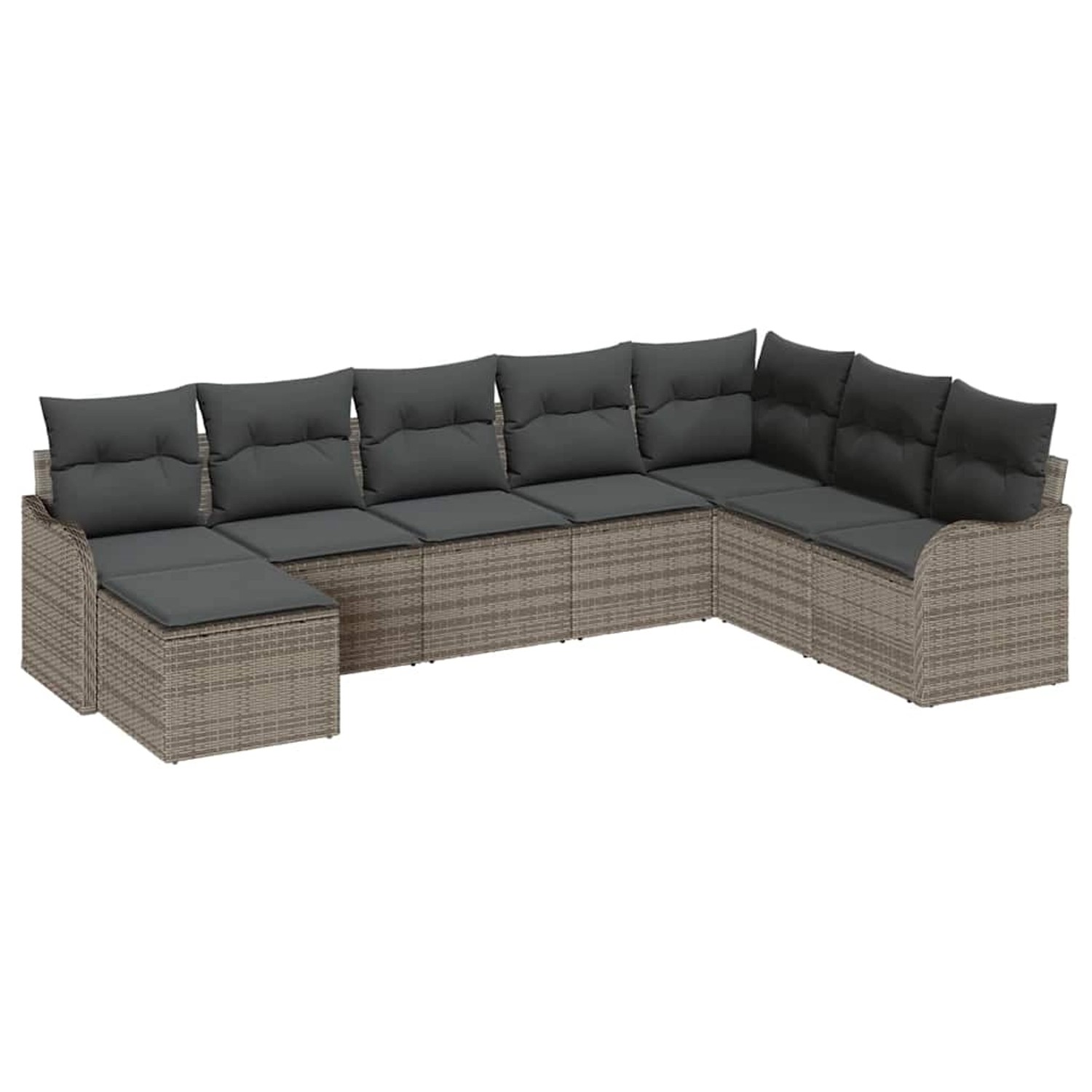 vidaXL Garten-Sofa-Set mit Kissen 8-Tlg Grau Poly Rattan 3354488 günstig online kaufen