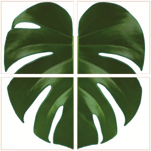 Fliesensticker Palme, 4er Set, selbstklebend für Wandgestaltung.