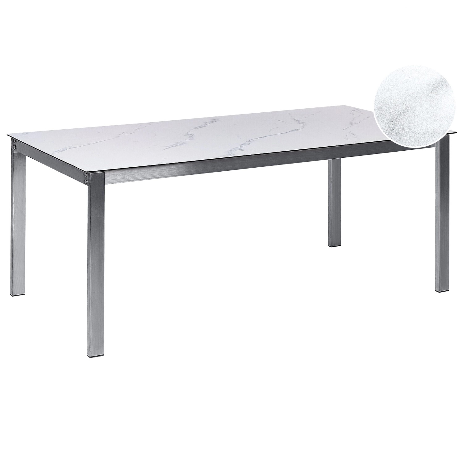 Beliani Gartentisch COSOLETO Weißer Marmor 180x90x75 günstig online kaufen
