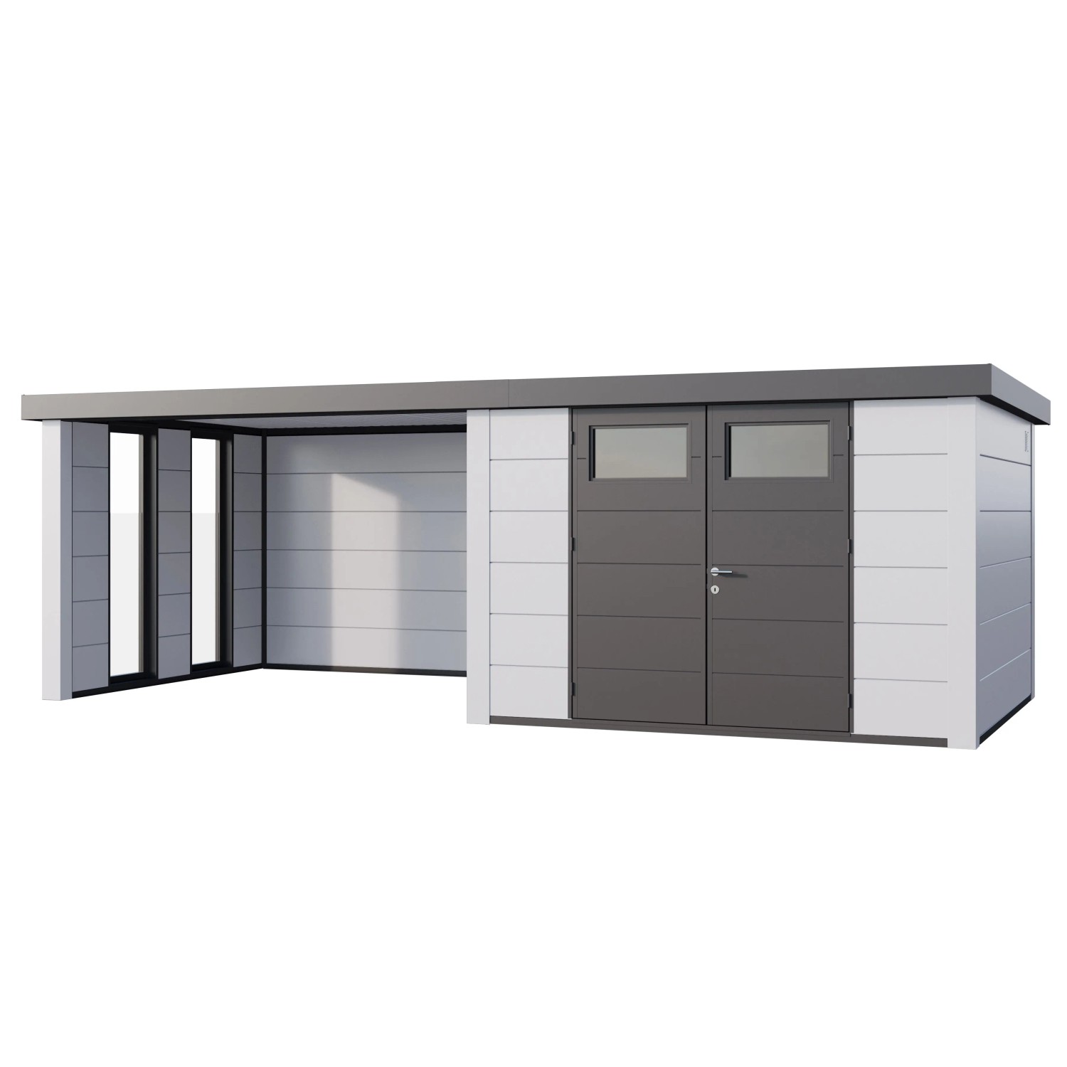 Gerätehaus Classico 3030 Lounge L Links Fenster u. Weiße Ecken 642 x 238 cm günstig online kaufen