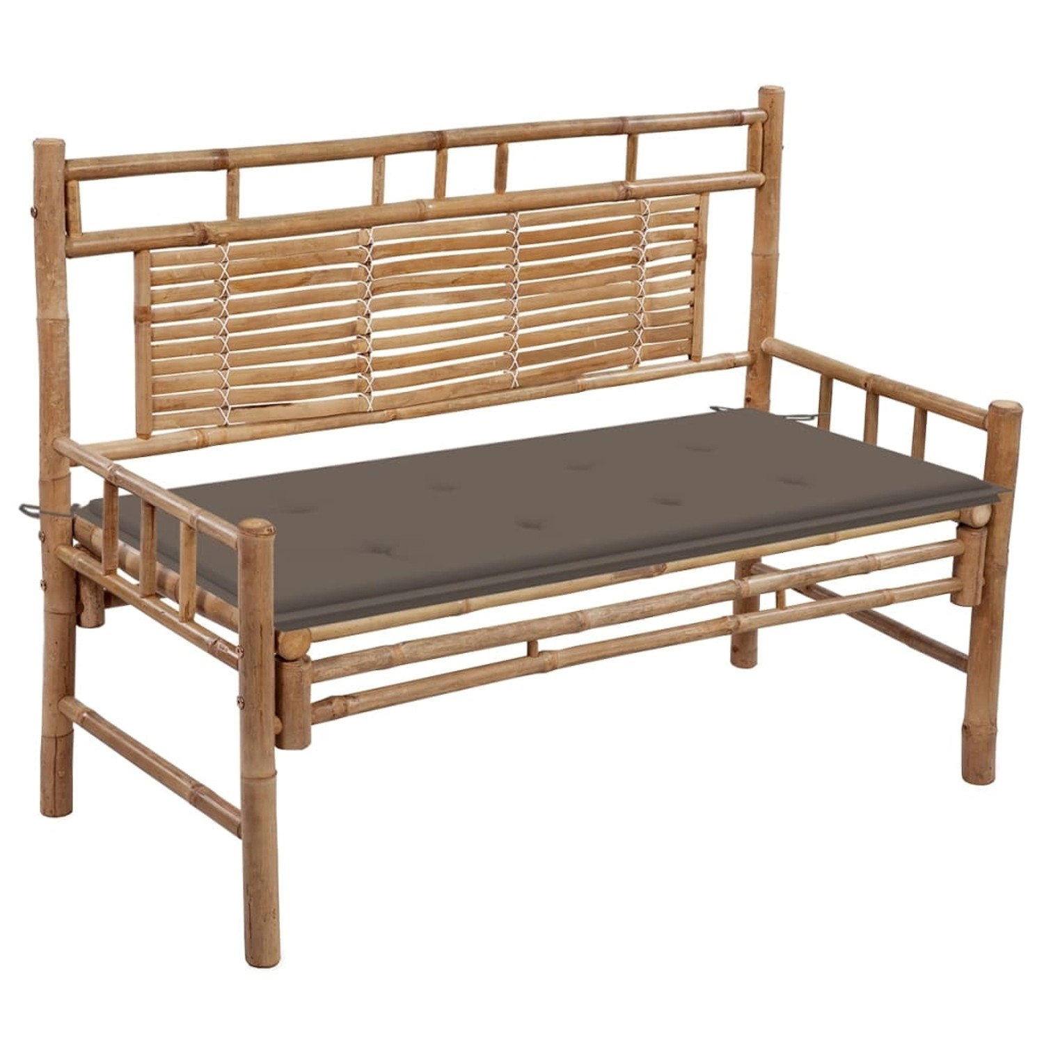 furnicato Gartenbank mit Auflage 120 cm Bambus