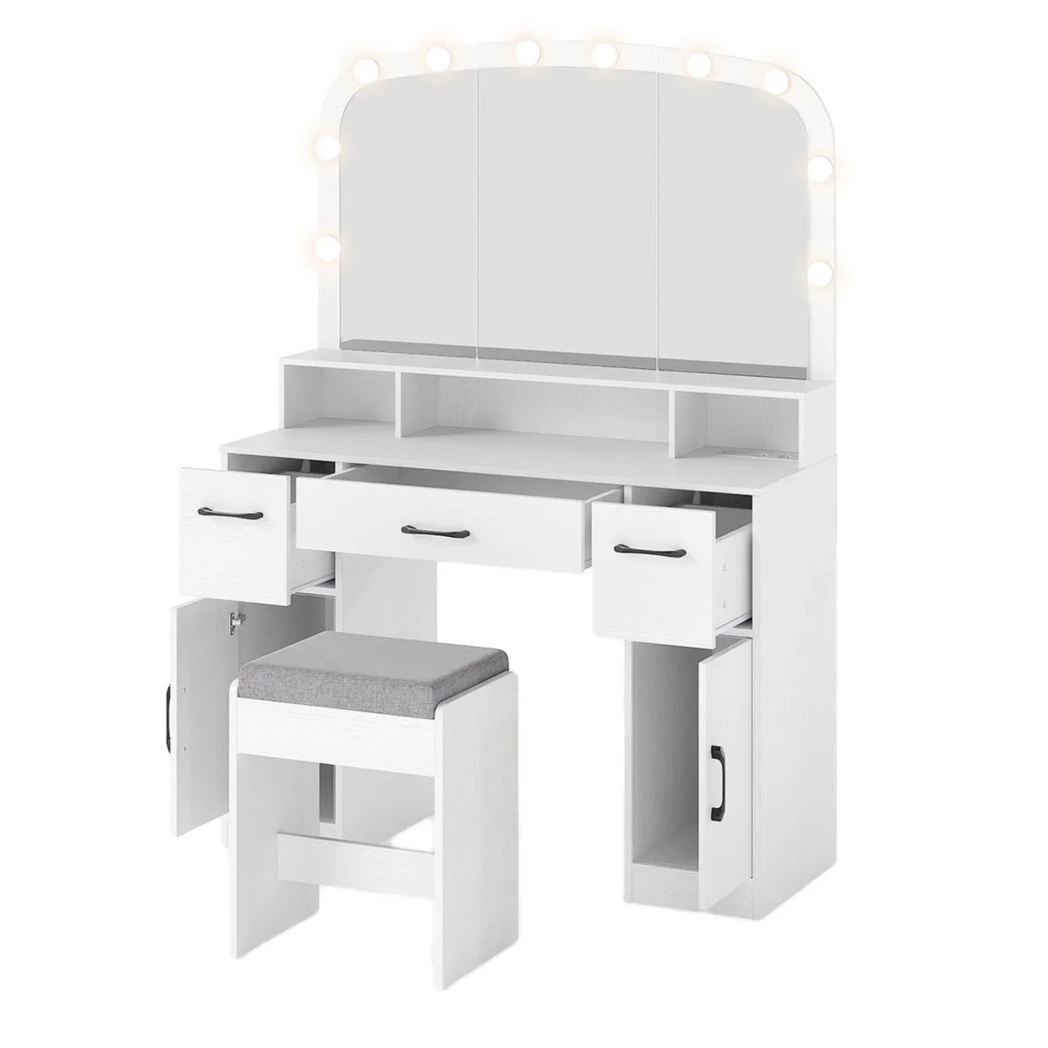 Costway Schminktisch mit 3 Farben Led 108 x 40 x 149 cm Weiß günstig online kaufen