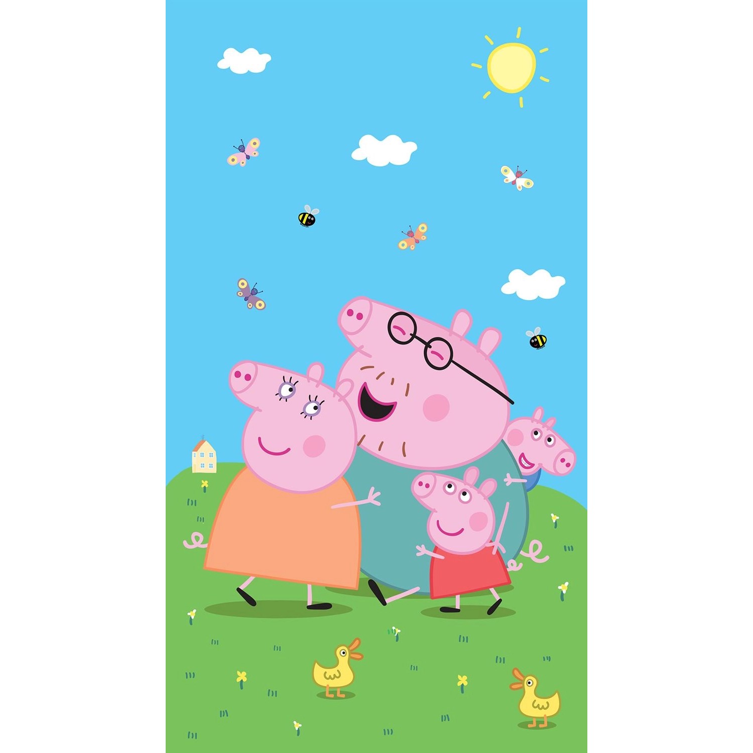 Sanders & Sanders Fototapete Peppa Wutz Grün Blau und Rosa 1,5 x 2,7 m 6012 günstig online kaufen