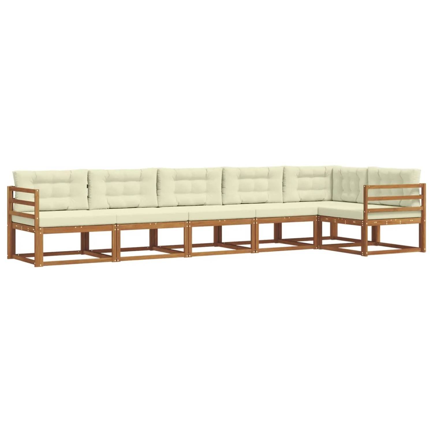 vidaXL Outdoor-Sofagarnitur mit Kissen 6-Tlg Natur und Creme 3367633