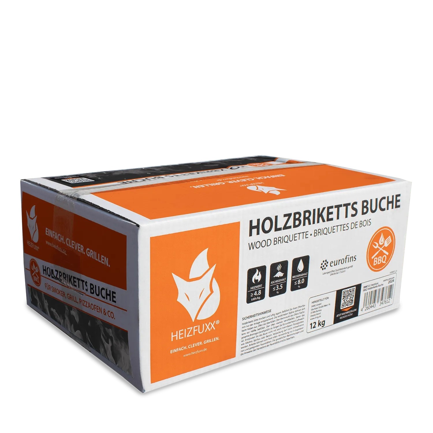 Heizfuxx Nestro M Holzbriketts Hartholz im Karton 12kg x 2 Karton 24kg